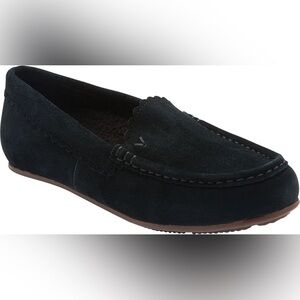Vionic Black Suede Loafers with Sherpa insoles Sz 9